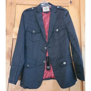 NEW Vassari Italy Black Tailored Jacket‎ SMALL Sharp Preppy Downtown Fitted S